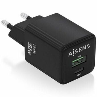 Wall Charger Aisens ASCH-30W2P038-BK Black 30 W (1 Unit)