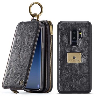 CaseMe Premium Leather Wallet w / Magnetic Cover for Samsung Galaxy S9 Plus - Black