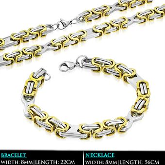 King Chain Set Cube Silver Gold 8mm