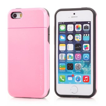 SPIGEN plastic and silicone cover with hidden card holder for iPhone 5 / 5S - Pink