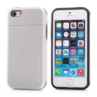 SPIGEN plastic and silicone cover with hidden card holder for iPhone 5 / 5S - Silver