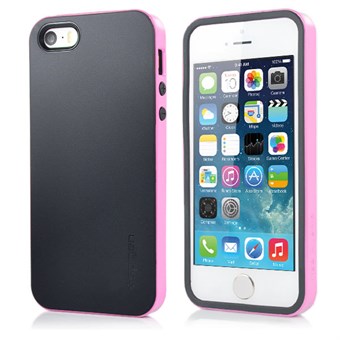 SPIGEN silicone cover with plastic bumper sides for iPhone 5 / 5S / SE - Black / Pink