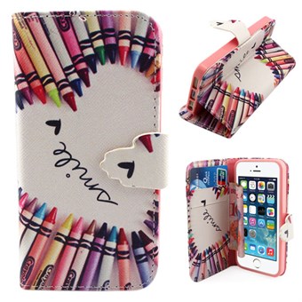 Pencil art PU leather case for iPhone 5 / 5S / SE - imsa smile