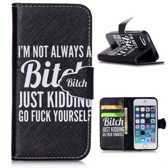 Pencil art PU leather case for iPhone 5 / 5S / SE - bitch