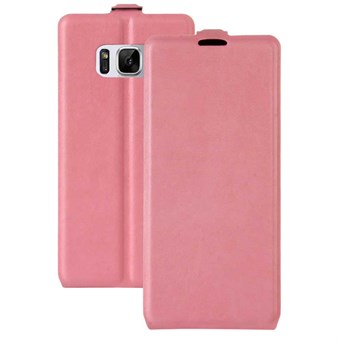 Vertical Flip Case in PU Leather and TPU for Samsung Galaxy S8 Plus - Pink