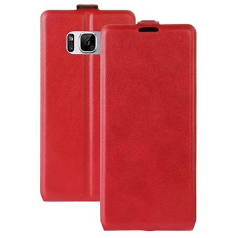 Vertical Flip Case in PU Leather and TPU for Samsung Galaxy S8 Plus - Red