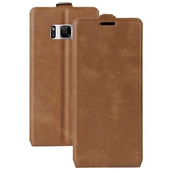 Vertical Flip Case in PU Leather and TPU for Samsung Galaxy S8 Plus - Brown