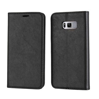 Skin Magnetic Case in PU Leather and TPU for Samsung Galaxy S8 Plus - Black