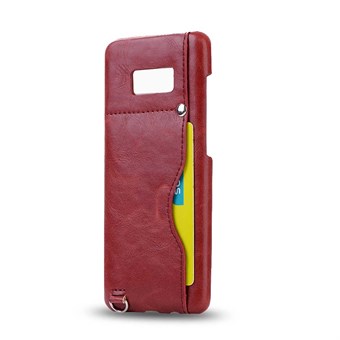 La Fashion Cover in PU Leather and Plastic for Samsung Galaxy S8 Plus - Red / Brown