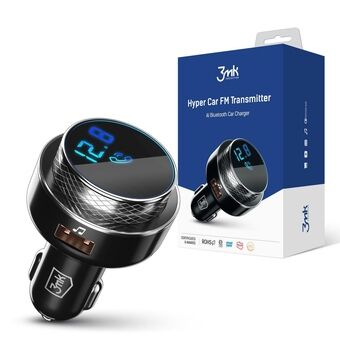 3MK HyperCar Charger FM Transmitter + Car Charger - 2xUSB-A + 1 TF Card Reader + Bluetooth