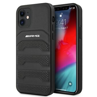 AMG AMHCP12SGSEBK iPhone 12 mini 5.4 "black / black hardcase leather embossed lines