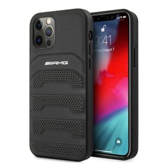 AMG AMHCP12LGSEBK iPhone 12 Pro Max 6.7 "black / black hardcase leather embossed lines