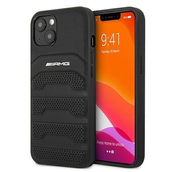 AMG AMHCP13SGSEBK iPhone 13 mini 5.4 "black / black hardcase leather embossed lines