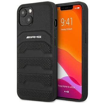 AMG AMHCP14MGSEBK iPhone 14 Plus 6.7" black / black hardcase leather embossed lines