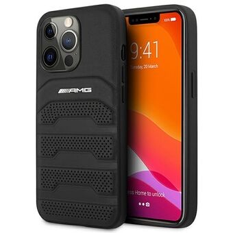 AMG AMHCP14XGSEBK iPhone 14 Pro Max 6.7" black / black hardcase leather embossed lines