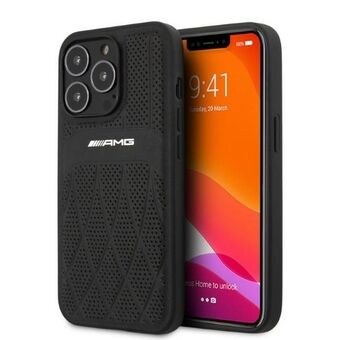 AMG AMHCP13LOSDBK iPhone 13 Pro / 13 6.1" black/black hardcase leather curved lines