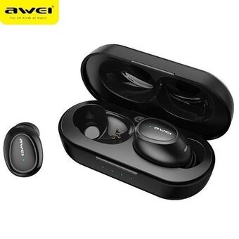 AWEI Bluetooth 5.0 T16 TWS headphones + docking station Black / Black