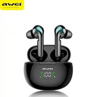 AWEI Bluetooth 5.0 T15P TWS høretelefoner + dockingstation sort/sort