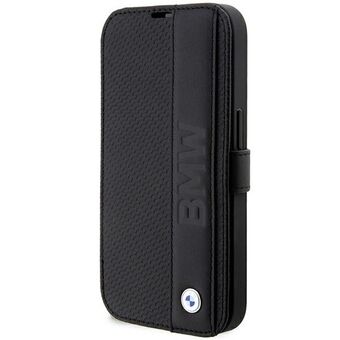 Case BMW BMBKP14X22RDPK iPhone 14 Pro Max 6.7" black/black shelf Leather Textured&Stripe