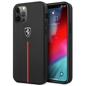 Ferrari FEOMSHCP12LBK iPhone 12 Pro Max Black / Black Hardcase Off Track Leather Nylon Stripe