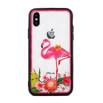 Hearts iPhone X / Xs cover design 3 clear (pink flamingo)