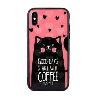 Hearts iPhone X / Xs case design 6 (cat pink)