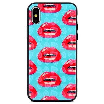 Hearts Glass iPhone 6 / 6S case, pattern 3 (lips)