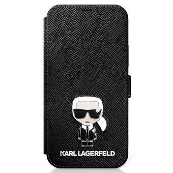 Karl Lagerfeld KLFLBKP12SIKMSBK iPhone 12 mini 5,4 "black / black book Saffiano Ikonik Metal