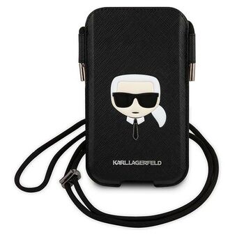 Karl Lagerfeld handbag KLHCP12MOPHKHK 6.1 "black / black hardcase Saffiano Ikonik Karl\'s Head