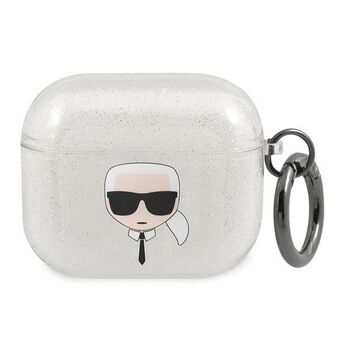 Karl Lagerfeld KLA3UKHGS AirPods 3 cover silver / silver Glitter Karl`s Head