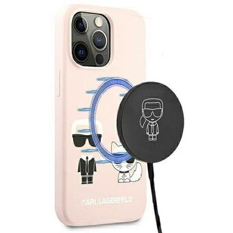 Karl Lagerfeld KLHMP13LSSKCI iPhone 13 Pro / 13 6.1 "hardcase light pink / light pink Silicone Iconic Karl & Choupette Magsafe