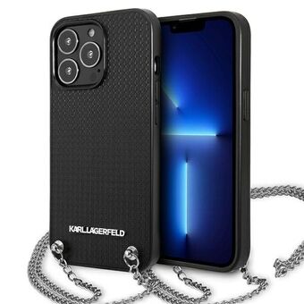 Karl Lagerfeld KLHCP13LPMK iPhone 13 Pro / 13 6.1" hardcase black/black leather textured and chain