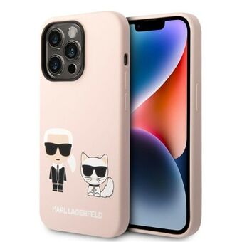 Karl Lagerfeld KLHMP14LSSKCI iPhone 14 Pro 6.1" hardcase light pink/pink Silicone Karl & Choupette Magsafe