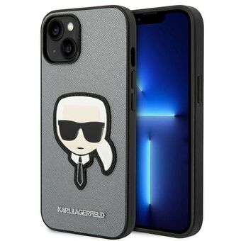 Karl Lagerfeld KLHCP14MSAPKHG iPhone 14 Plus 6.7" silver/silver hardcase Saffiano Karl\'s head patch