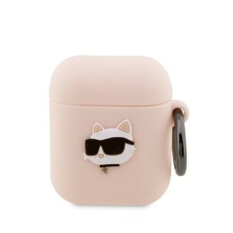 Karl Lagerfeld KLA2RUNCHP AirPods 1/2 cover pink/pink Silicone Choupette Head 3D