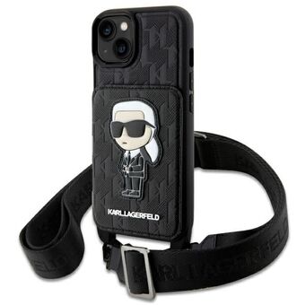 Karl Lagerfeld KLHCP14SCSAKHPKK iPhone 14 6.1" hardcase black/black Crossbody Saffiano Monogram Ikonik