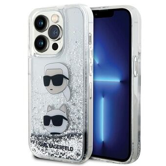 Karl Lagerfeld KLHCP14LLDHKCNS iPhone 14 Pro 6.1" silver/silver hardcase Liquid Glitter Karl & Choupette Heads