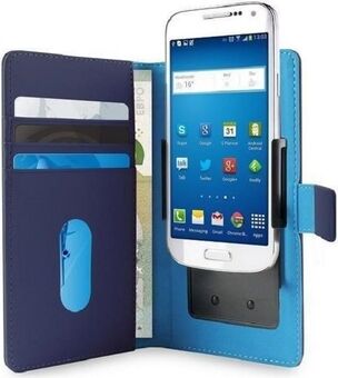 PURO Smart Wallet XL Universal case blue / blue 5.1 "with photo holder and pockets for cards and money UNIWALLET3BLUEXL