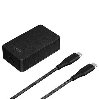 UNIQ order. network. Versa Slim USB-C PD 18W + USB-C to USB-C cable black / carbon black (LITHOS Collective)