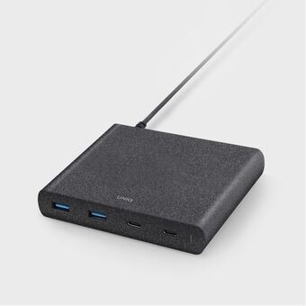 UNIQ order. network. HUB Surge 90W black / carbon black 2xUSB Quick Charge 3.0 + 2xUSB-C PD 3.0 (LITHOS Collective)