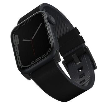 UNIQ Straden Apple Watch Series 4/5/6/7 / SE 42/44/45 mm brake. Leather Hybrid Strap black / black