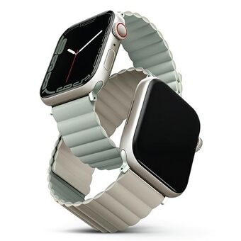 UNIQ strap Revix Apple Watch Series 4/5/6/7/8 / SE / SE2 / Ultra 42/44 / 45mm. Reversible magnetic szałwia-beige / sage-beige