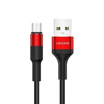 USAMS U5 braided cable 2A micro USB red / red 1.2m SJ224USB02 (US-SJ224)