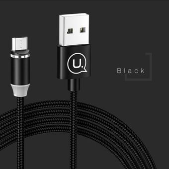 USAMS Magnetic cable U-Sure microUSB 1m 2.1A braided black / black SJ294USB01 (US-SJ294)