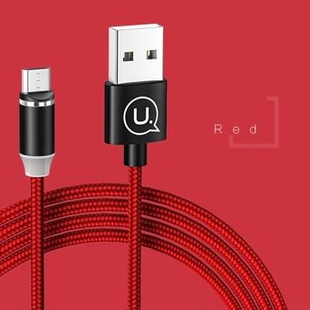 USAMS Magnetic cable U-Sure microUSB 1m 2.1A braided red / red SJ294USB02 (US-SJ294)