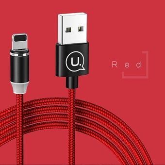 USAMS Magnetic Cable U-Sure Lightning 1m 2.1A Braided Red / Red SJ292USB02 (US-SJ292)