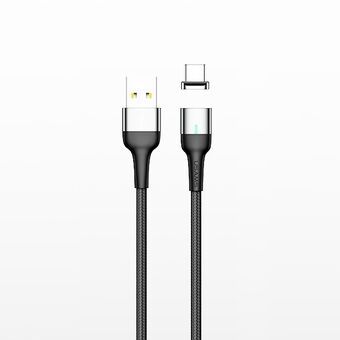 USAMS Magnetic Cable U28 Lightning 2.4A Fast Charge 1m Braided Gray / Gray SJ326USB03 (US-SJ326)