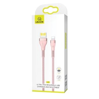 USAMS U33 zipped cable 1.2m 2A Fast charging pink / pink SJ360USB03 (US-SJ360)