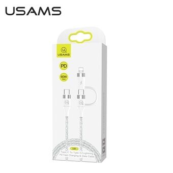 USAMS U31 USB-C to USB-C / zipper cable 60W PD Fast Charge white / white SJ403USB02 (US-SJ403)