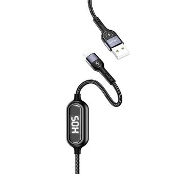 USAMS U48 lightning 1.2m 2A fast charging LED cable black / black SJ423USB01 (US-SJ423)